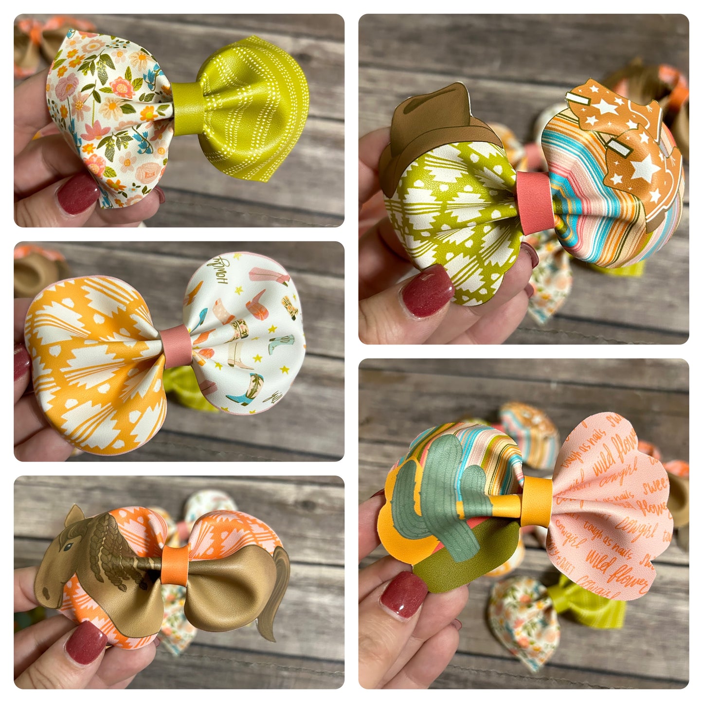 5pk Leather hairbows
