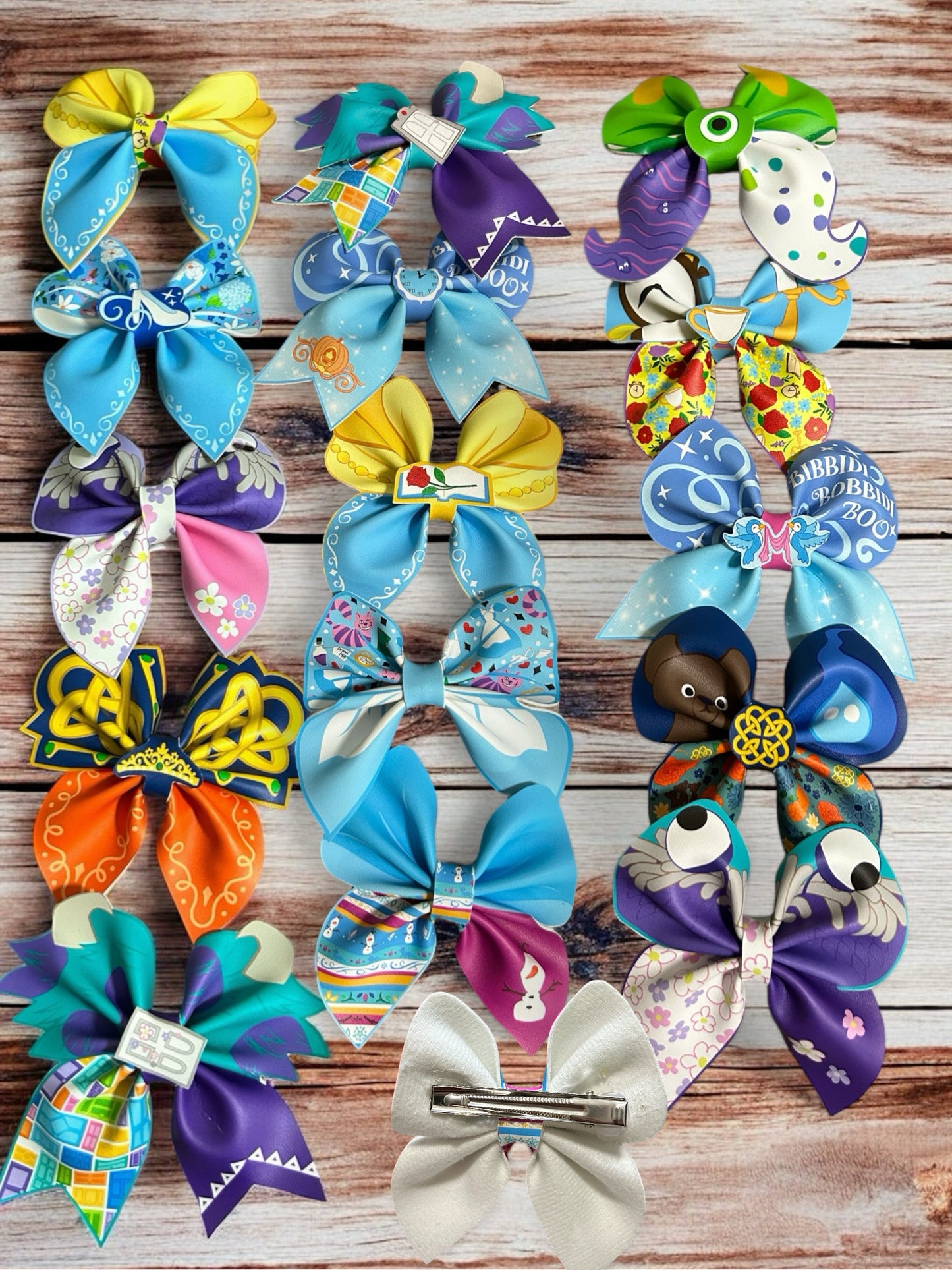 3pk character leather hairbows